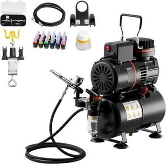 OEM Kit De Aer&oacute;grafo Con Compresor De Aire 1/6 Hp Compresor De Aer&oacute;grafo De Doble Acci&oacute;n Con Boquilla, Manguera, 24 Pinturas Acr&iacute;licas, Kit De Pintura Par