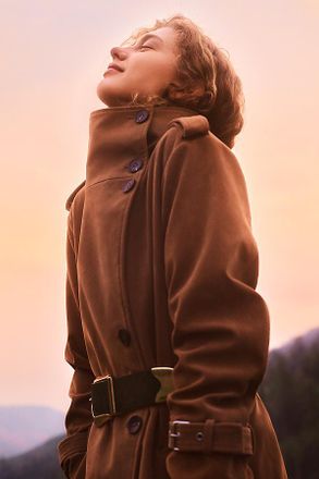 Avec Les Filles Suede Funnel Neck Long Coat Jacket