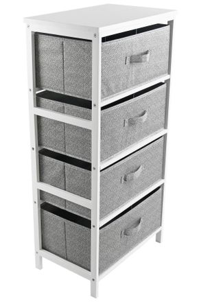 CARRYHOME Kommode, Grau, Wei&szlig;, Holz, Textil, Karton, Holzwerkstoff, Kiefer, massiv, 4 Schubladen, 46x94x30 cm, Typenauswahl, stehend, in verschiedenen Gr&ouml;&szlig;en er