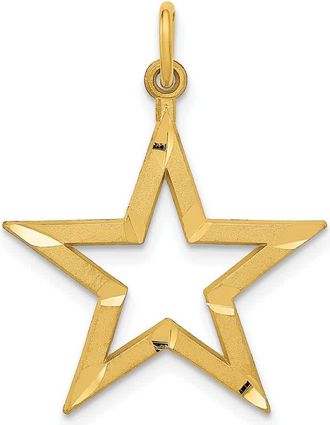Diamond2Deal 14k Yellow Gold Diamond-cut Star Charm
