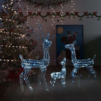 vidaXL Familia De Renos De Navidad Acr&iacute;lico 300 Leds Blanco Fr&iacute;o Vidaxl
