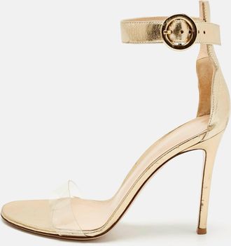 Gianvito Rossi Gold Leather And Pvc Stella Ankle Strap Sandals