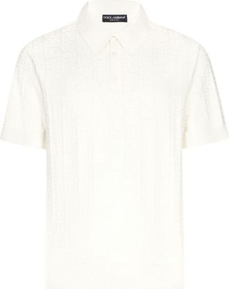 Dolce & Gabbana Polo con monogramma jacquard - Bianco