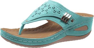 Generic Silver Sandals For Women Dressy,Arch Support Wedge Flip Flops,Summer Comfortable Dressy Casual Beach Sandal Slippers Vintage Wide Width Boho Non-Slip 