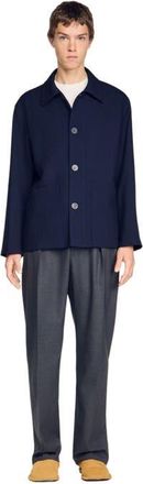 Sandro Buttoned wool worker jacket in Midnight Blue at Nordstrom, Size Xx-Large