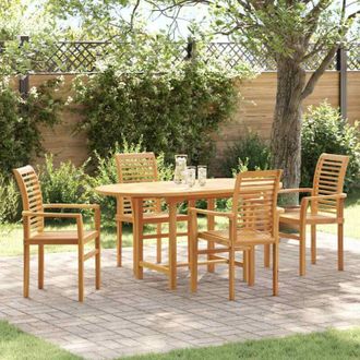 vidaXL Conjunto De Comedor De Jard&iacute;n 5 Pcs Marr&oacute;n Vidaxl