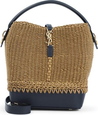 Saint Laurent Black Le 37 Raffia Shoulder Bag-Donna