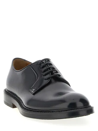 Doucal's Brushed Calf Leather Derby Oxford - Black