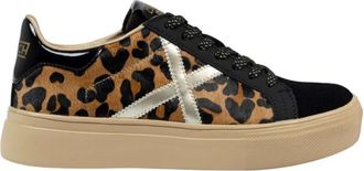 Munich Leopard Sneakers - Dames - Sneakers - Zwart - 39 EU - Su&egrave;de - Schoenen