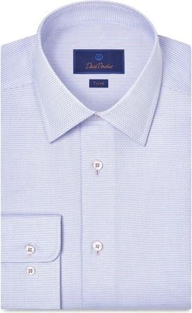 David Donahue Trim Fit Microcheck Cotton Dobby Dress Shirt in Lilac at Nordstrom, Size 14.5 - 32