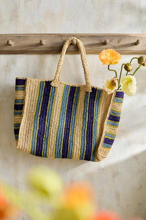 Terrain Striped Raffia Tote