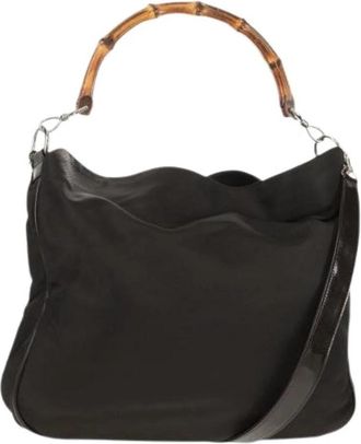 Gucci Pre-owned Nylon Handtas - Dames - Vintage Handtas - Bruin - ONE Size - Nylon - Vintage