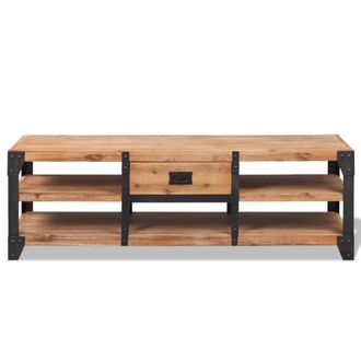 Berkfield Home TV Stand Solid Acacia Wood 140x40x45 cm in Brown | Size: 140 x 40 x 45 cm