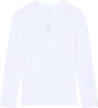 A|X Armani Exchange Tops, Dames, Wit, M, Katoen, Xw 001350 Af 17172 Long-sleeve T-shirt