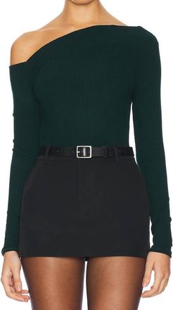 Michael Lauren Mapels Long Sleeve One Shoulder Top In Evergreen