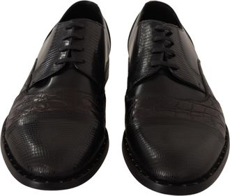 Dolce & Gabbana Mens Black Leather Exotic Skins Formal Shoes Calf