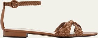 Alexandre Birman Sabrina Braided Leather Flat Sandals
