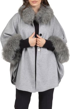Gorski Wool And Cashmere Cape in Gray at Nordstrom