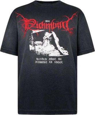 John Richmond T-shirt met grafische print - Dames - T-shirts - Zwart - L - Katoen - Tops