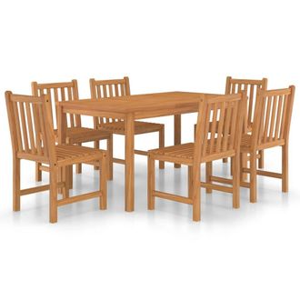 Berkfield Home 7 Piece Garden Dining Set Solid Teak Wood in Brown