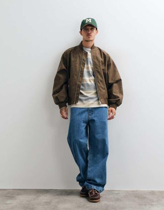 Asos bomber oversize in pelle sintetica invecchiata marrone