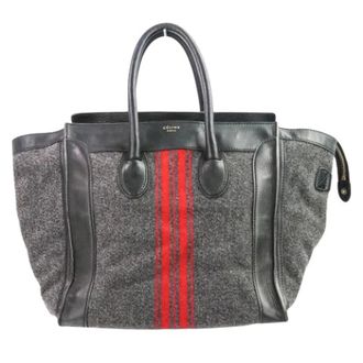 Celine Pre-owned Tote Bags, female, Gray, Size: ONE SIZE Pre-owned Luggage Mini Shopper Wool Leather Tote Bag
