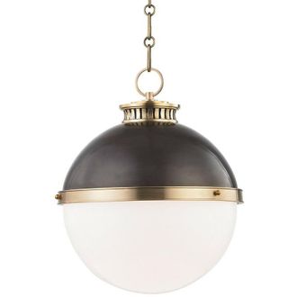Hudson Valley Lighting Latham 1 Light Large Pendant Black, Gold, Glass