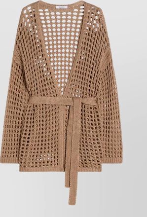 Max Mara longline cotton mesh knit cardigan