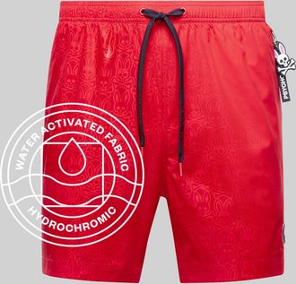 Psycho Bunny Mens Samos Hydrochromic Printed Swim Trunk 610 BITTERSWEET / XXL