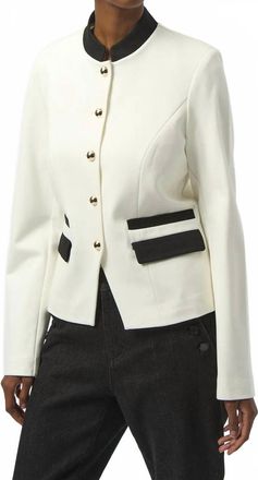Joseph Ribkoff Long Sleeves Mandarin Collar Jacket In Vanilla/black