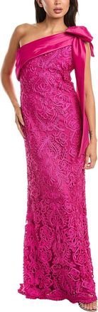 Tadashi Shoji Lorne Embroidered Bow Shoulder Gown