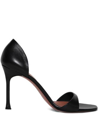 Amina Muaddi Sandali Agnese a punta aperta 95mm - Nero