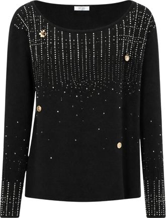 Fracomina Ronde hals trui - Dames - Ronde hals truien - Zwart - L - Nylon - Truien & Vesten