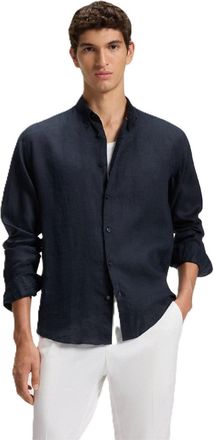 HUGO BOSS Mens Liam Collared Button Down Long Sleeve Shirt in Dark Blue - Size X-Large