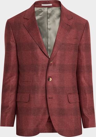 Brunello Cucinelli Men & apos;s Plaid Wool-Cashmere Single-Breasted Sport Coat