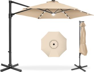 Best Choice Products 10ft 360&deg; Rotating Cantilever Easy Auto Open Patio Umbrella w/ Solar LED Lights