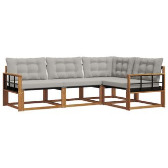vidaXL Conjunto De Sof&aacute;s De Exterior 4 Pcs Gris Natural Y Claro Vidaxl