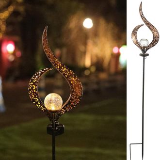 OEM L&aacute;mpara Solar De Jard&iacute;n, Farola Solar Para Exteriores, Esfera De Vidrio Craquelado, Varilla De Metal, Led Blanco C&aacute;lido Resistente Al Agua, Para C&eacute;spe
