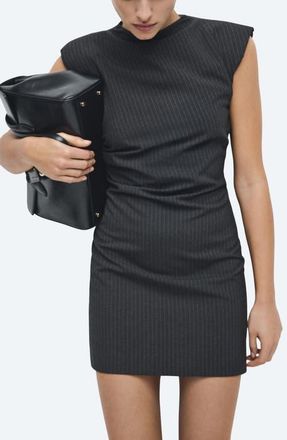 Mango Cutout Pinstripe Minidress in Grey at Nordstrom, Size 10