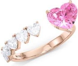 HauteCarat Floating Hearts Lab Created Diamond Ring - 2ct. in Rose Gold at Nordstrom, Size 7
