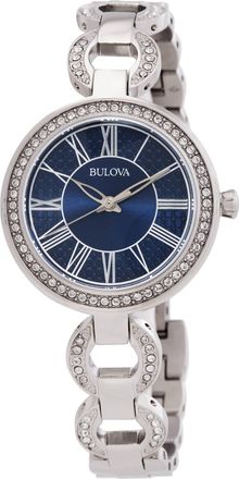 Bulova Crystal Accent Quartz Blue Dial Ladies Watch 96L303