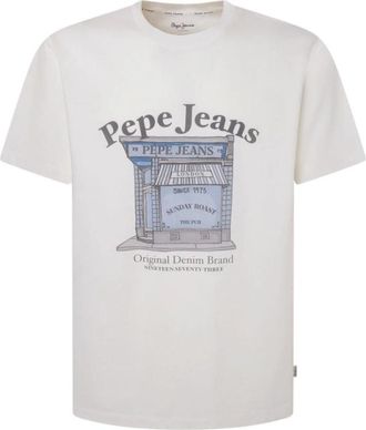 Pepe Jeans London Casual Ronde Hals Katoenen T-shirt - Heren - T-shirts - Wit - 2XL - Katoen - Tops