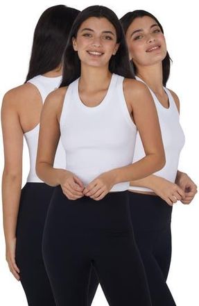 90 Degree by Reflex 3-Pack Seamless Crop Tanks in White/White/White at Nordstrom Rack, Size Large