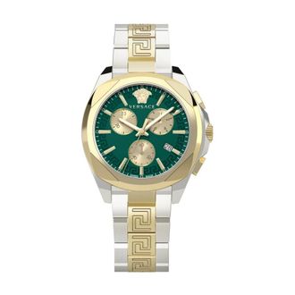 Versace Chrono Lady Bicolor Groene Horloge - Dames - Horloges - Geel - ONE Size - Accessoires