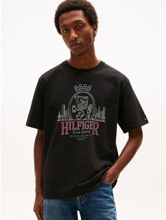 Tommy Hilfiger Mens Hilfiger Crest Graphic Slub T-Shirt - Black - XXL