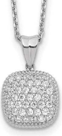 Diamond2Deal Sterling Silver 49 Stone Square Cubic Zirconia Necklace 16 with 2 inch Ext