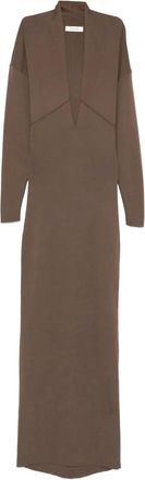 Entire studios Abito lungo Rallel con scollo a V - Marrone