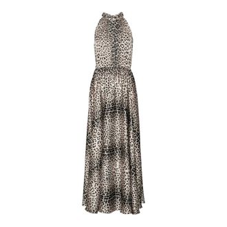 Karmamia Elegante Luipaardprint Maxi Jurk - Dames - Maxi kleedjes - Veelkleurig - L/Xl - Polyester - Kleedjes