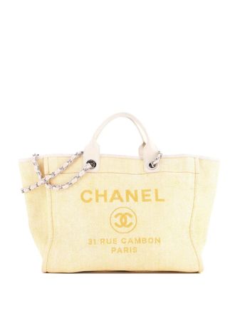 Chanel Deauville Raffia Medium tote bag - Giallo