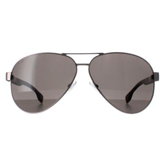 HUGO BOSS Aviator Mens Matte Ruthenium Grey Brown 1560/O/S Metal - One Size